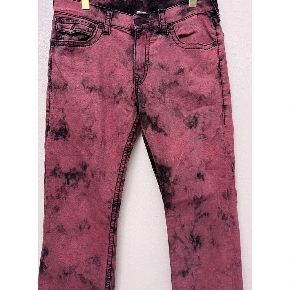 True Religion Acid Washed Jeans Straight Stretch Flap Pockets‎ Pants Sz 34